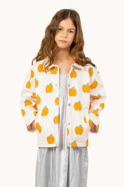 Dětská bavlněná bunda Tinycottons APPLES JACKET béžová barva, SS25-214