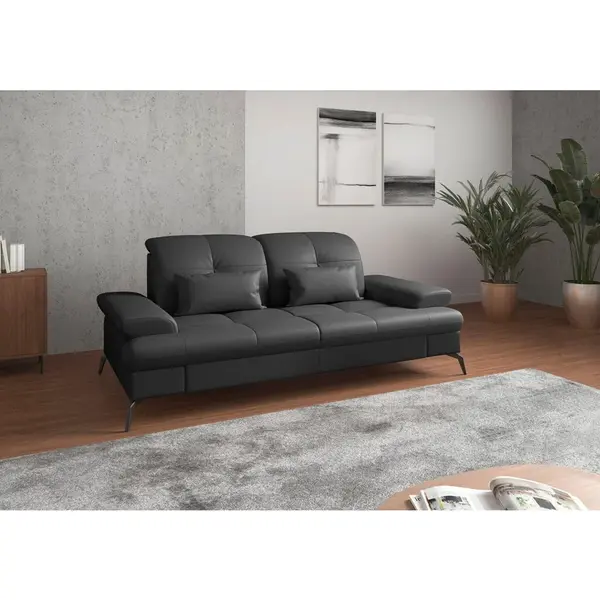 Sit & More TŘÍMÍSTNÁ POHOVKA, černá, pravá kůže