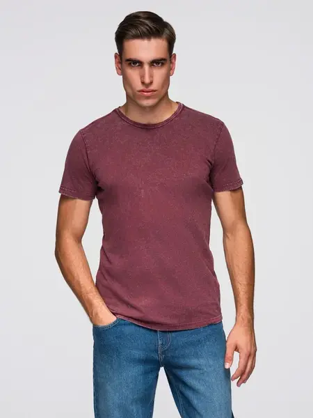 Ombre Men's T-shirt with wash effect - burgundy