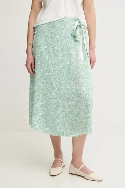 Sukně Tommy Hilfiger zelená barva, midi, WW0WW45112