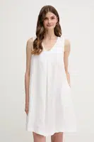 Lněné šaty United Colors of Benetton bílá barva, mini, 4AGHDV0AX