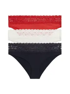 Tommy Hilfiger Underwear Nohavičky  slonová kosť / námornícka modrá / červená
