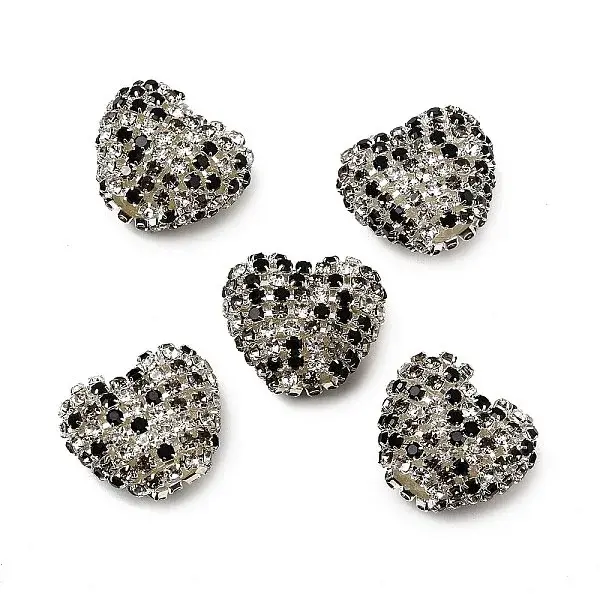 Sparkling Acrylic Heart Beads with Rhinestone Embellishment