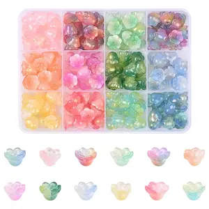 144G 12 Colors Transparent Glass Bead Caps