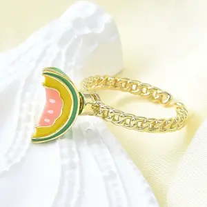 Brass Enamel Open Cuff Rings for Women