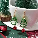Aluminum Wire Wrapped Christmas Tree Dangle Earrings