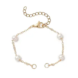 Natural Cultured Freshwater Pearl Beads & Brass Cable Chain Bracelet Making
