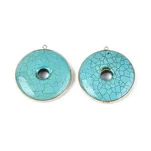 Dyed ynthetic Turquoise Donut Big Pendants