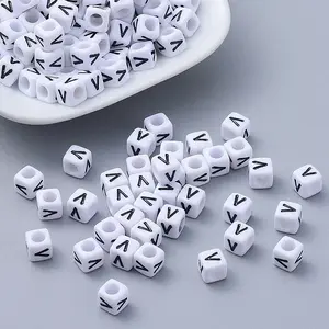 Letter V Cube Acrylic Beads