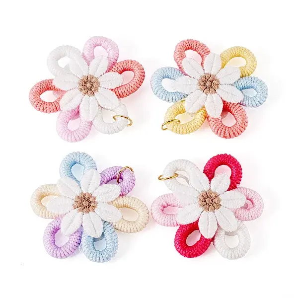 4Pcs Cloth Flower Pendants