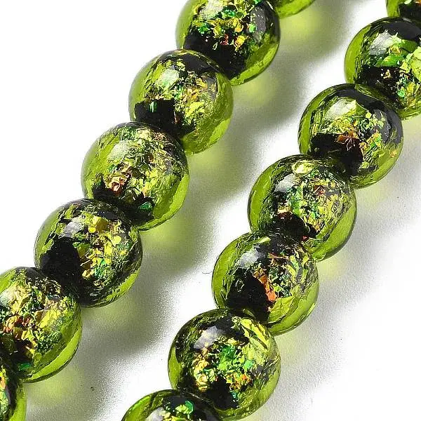 Handmade Foil Lampwork Beads Strands