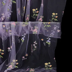 2 Yards Polyester Embroidery 3D Flower Mesh Fabrics