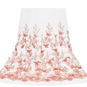 Polyester Embroidery Butterfly Flower Fabric