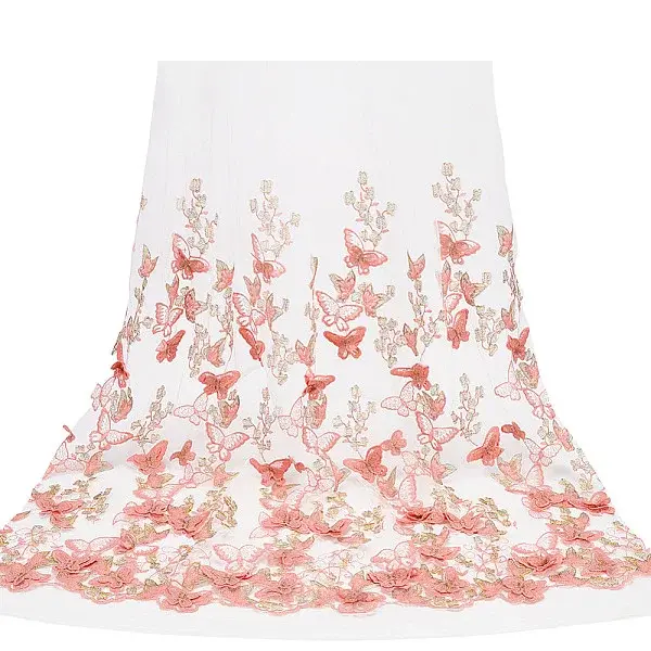 Polyester Embroidery Butterfly Flower Fabric