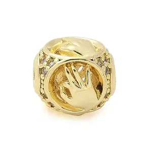 Brass Micro Pave Cubic Zirconia Beads