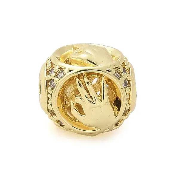 Brass Micro Pave Cubic Zirconia Beads