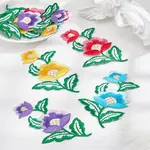 4 Pairs 4 Colors Flower Embroider Self-adhesion Thread Iron on Sew On Patches
