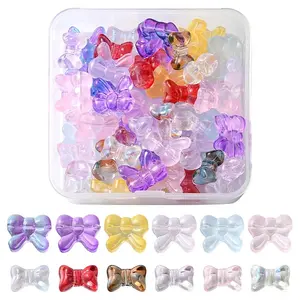 60Pcs 12 Style Transparent Spray Painted Glass Beads