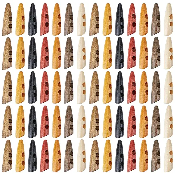 70Pcs 7 Colors 2-Hole Wood Buttons
