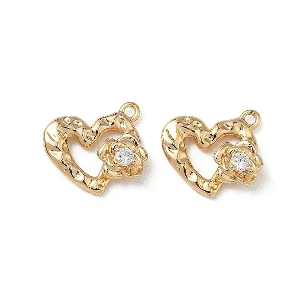Brass Micro Pave Clear Cubic Zirconia Charms