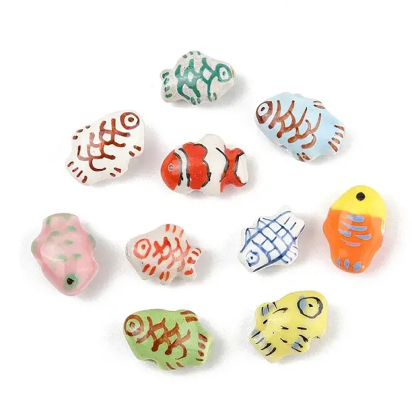 10Pcs 10 Styles Handmade Porcelain Beads