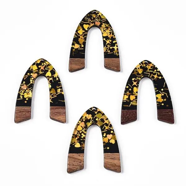 Opaque Resin & Walnut Wood Pendants