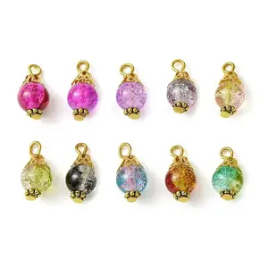 10Pcs 10 Color Round Glass Round Pendant