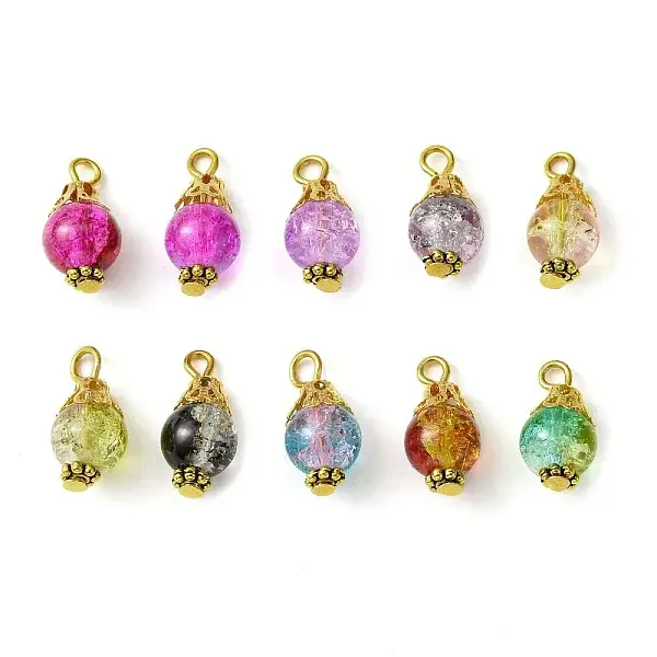 10Pcs 10 Color Round Glass Round Pendant