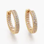 Brass Micro Pave Clear Cubic Zirconia Huggie Hoop Earrings