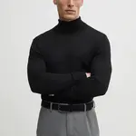 Vlněný svetr Karl Lagerfeld pánský, černá barva, lehký, s golfem, 551309.655094