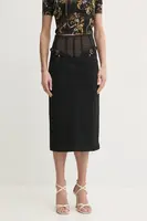 Džínová sukně Versace Jeans Couture černá barva, midi, pouzdrová, 78HAE853 DW040L54