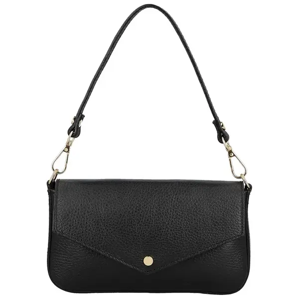 Luxusní dámská kožená kabelka na rameno Zinta, černá