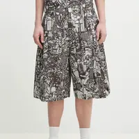Bavlněné šortky Marcelo Burlon Aop Mech Pajama Shorts Dark Grey Medium pánské, šedá barva, CMCB00AS25FAB0010706