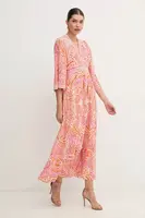 Šaty s příměsí hedvábí Hale BOB Abby oranžová barva, maxi, 4YYU672A