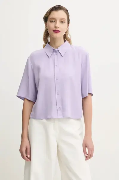 Košile Marc O'Polo dámská, fialová barva, relaxed, s klasickým límcem, 5000005872