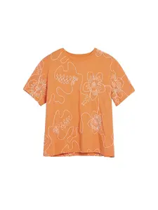 Desigual Tričko  oranžová / biela