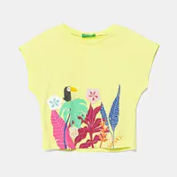 Dětské bavlněné tričko United Colors of Benetton zelená barva, 3I1XG10JH