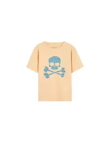 Scalpers Tričko 'Ikat Skull'  azúrová / broskyňová