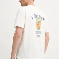 Bavlněné tričko Pepe Jeans pánské, bílá barva, s potiskem, PM509962