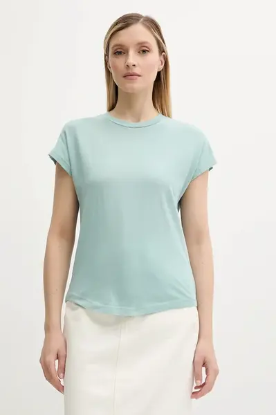 Bavlněné tričko Marc O'Polo dámské, tyrkysová barva, 516210051549