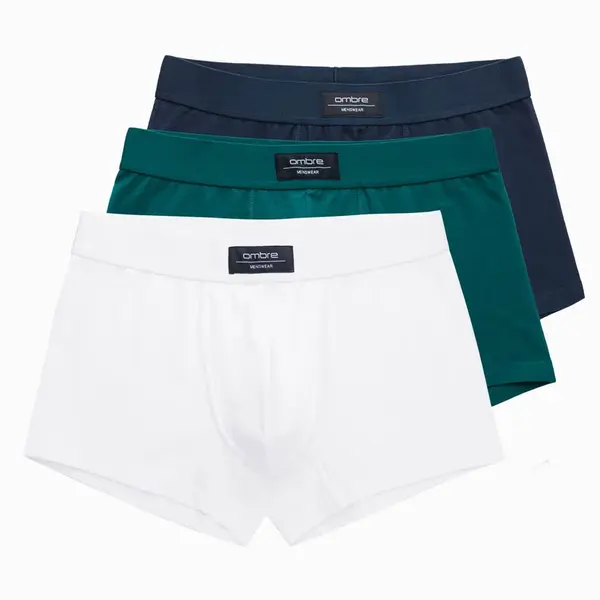 Ombre BASIC men's single color matching boxer shorts with elastane - 3 pack mix OM-UNBB