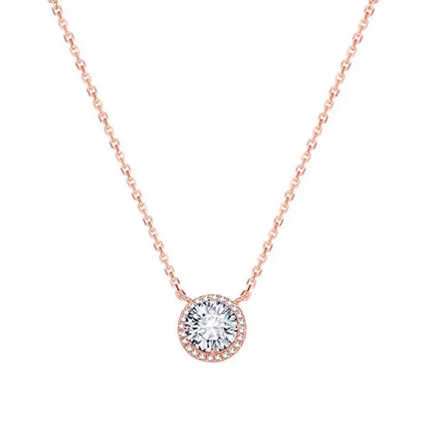 Beneto Růžově pozlacený stříbrný náhrdelník s krystaly AGS1135/47-ROSE