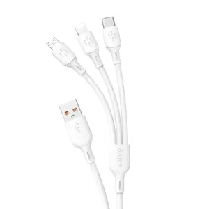 Dudao L8A 3v1 kabel USB-A - USB-C / microUSB / Lightning, 6 A 1,2 m, bílý