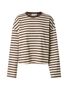 EDITED Tričko 'Delfia'  tmavohnedá / biela