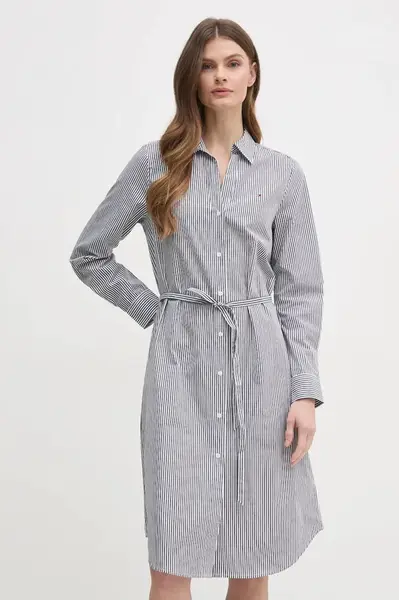 Šaty Tommy Hilfiger bílá barva, midi, WW0WW45581