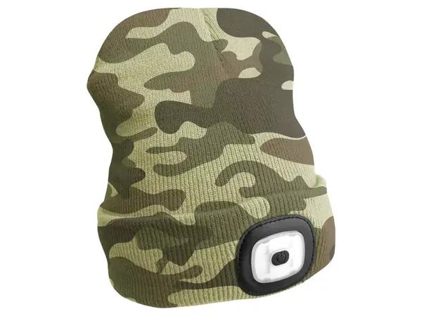 Čepice s čelovkou 45 lm, nabíjecí USB, univerzální velikost, černá - SIXTOL Barva: maskáčová