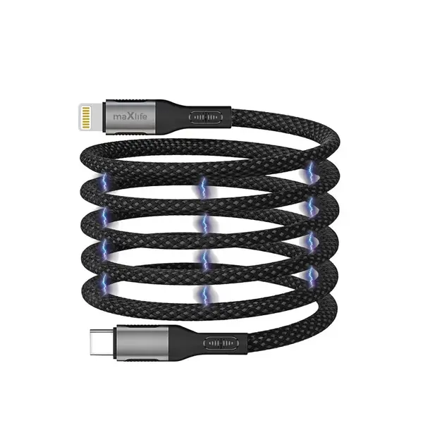 Maxlife magnetický kabel MXUC-11 USB-C - Lightning 1,0 m 27W, černý