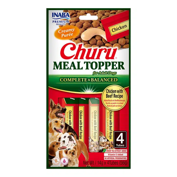 Inaba Dog Churu Meal Topper vlhké krmivo pre psov - kuracie, hovädzie 4 x 14 g