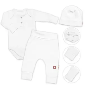 Baby Nellys Žebrovaná rostoucí souprava 3D, Baby Boy - bílá, vel 68/74