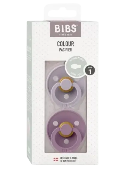 BIBS Colour symetrické cumlíky z prírodného kaučuku veľkosť 1, Fossil Grey / Mauve 2 ks